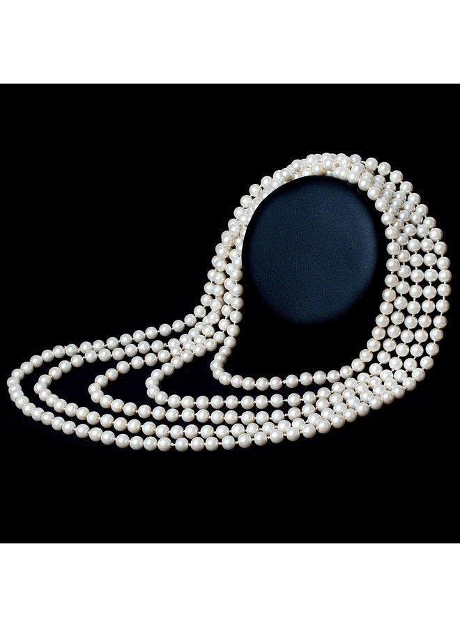 BABEYOND Vintage 1920S Gatsby Imitation Pearl Choker Necklace 20S Art Deco Flapper Accessories For Women White (Two 59" Long Necklace Set) - Image 4