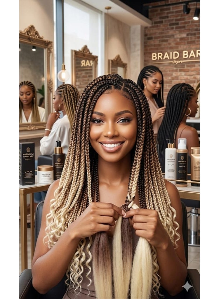 Ombre Brown to Platinum Blonde Kanekalon Braiding Hair Extensions for Box Braids & Afro Styles - 90cm Long - Professional Synthetic Hair - Image 3