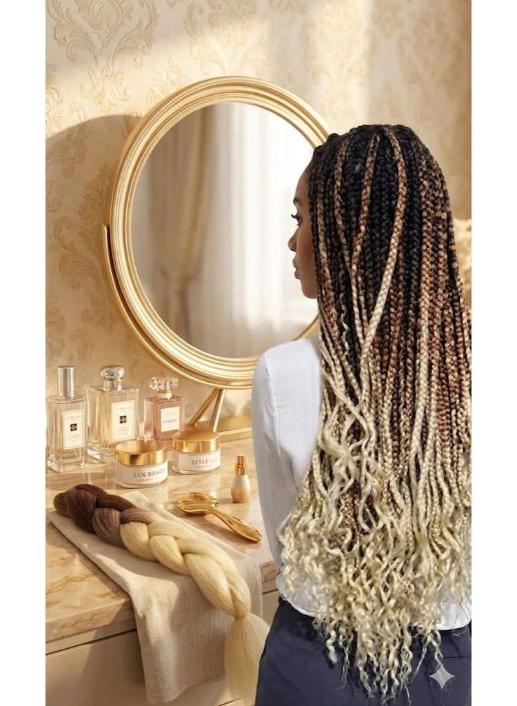 Ombre Brown to Platinum Blonde Kanekalon Braiding Hair Extensions for Box Braids & Afro Styles - 90cm Long - Professional Synthetic Hair - Image 2
