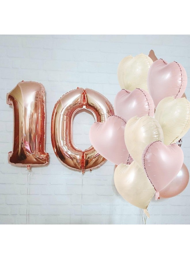TONIFUL 30Pcs 18 Inch Pastel Pink Cream White Heart Balloons Valentine’s Day Heart Shape Foil Mylar Balloons Decoration for Valentine's Day Wedding Bridal Shower Anniversary Engagement Party Supplies - Image 5