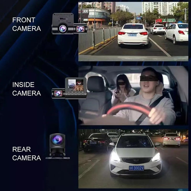 Driving Recorder Hd Infrared Night Vision 2.0-Inch Front And Rear Three-Lens Car Dv Camera - Image 4