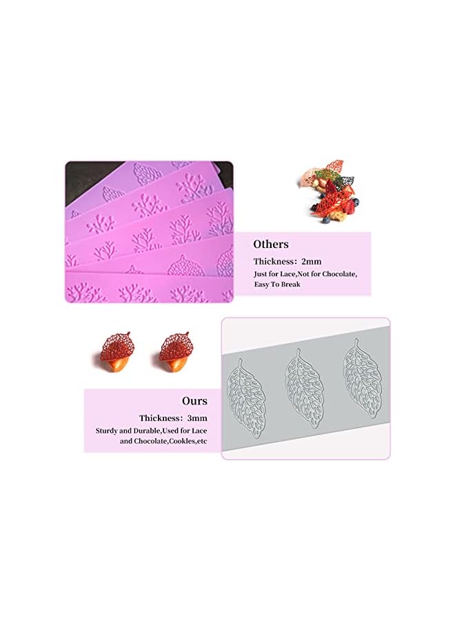 S-TOP 5-Piece Silicone Baking & Fondant Molds - 3D Coral Branch Leaf Lace Designs, Ideal for Cake, Polymer Clay, Resin, Sugar Craft & Dessert Decoration - Image 2