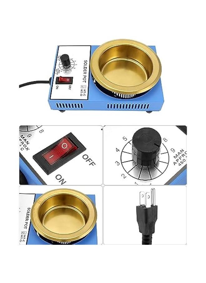 Arabest - Solder Pot, 300W 110V, 100mm Soldering Bath Titanium Plate, Capacity 1500g 200-450°c,Include Extra 100mm pot& Solder Paste Scraper for Welding and Soldering Bath - Image 1