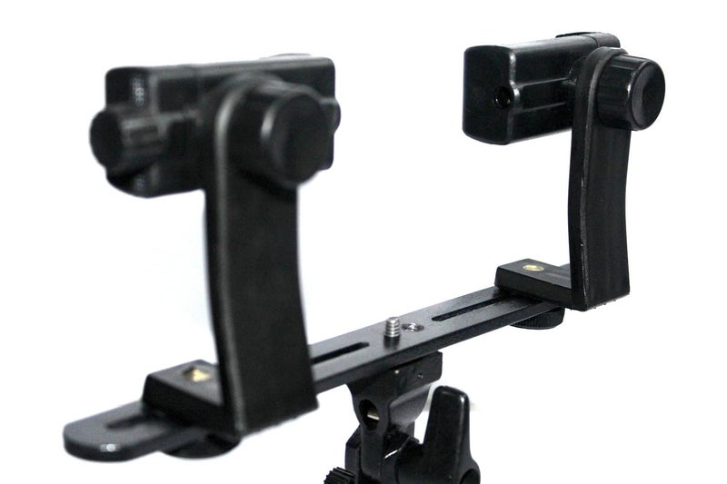 SHOPEE حامل ثلاثي القوائم عمودي مزدوج بزاوية 360 درجة مع محول مزدوج 1/4" ومثبت لكاميرتين متوافق للتصوير الفوتوغرافي، الاستوديو، الإضاءة LED، الحامل، الحامل الثلاثي، DSLR - Image 3