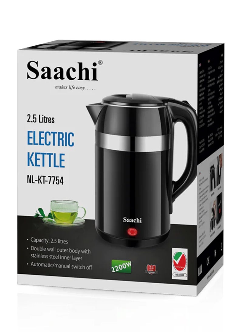 Saachi 2.5 L Electric Kettle With Automatic Shut-Off 2.5 L 2200 W NL-KT-7754 Black - Image 2