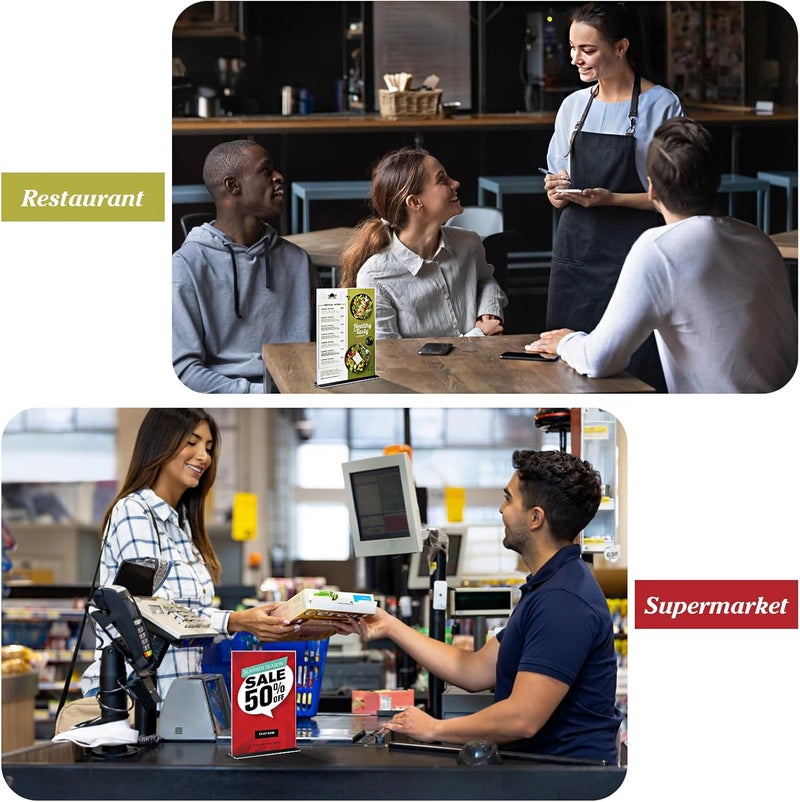 TPGP Gipizi A5 Acrylic Table Stand - Double Sided T-Shape Sign Holder for Menus and Displays - Image 4