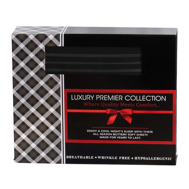 Elegant Comfort Elegant Comfort Luxurious Microfiber GIFT BOX 4-Piece Bedding Sheet Set  Breathable  Soft 1500 Premium Hotel Quality  Deep Pocket and Easy Fit  California King  Black  - Image 1