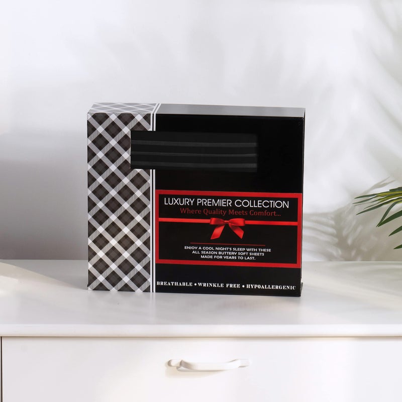 Elegant Comfort Elegant Comfort Luxurious Microfiber GIFT BOX 4-Piece Bedding Sheet Set  Breathable  Soft 1500 Premium Hotel Quality  Deep Pocket and Easy Fit  California King  Black  - Image 5