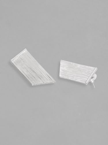 Rubans Rhodium Plated Geometric Textured Statement Tassel Earrings for Women & Girls – Perfect for Parties & Special Occasions - Image 2