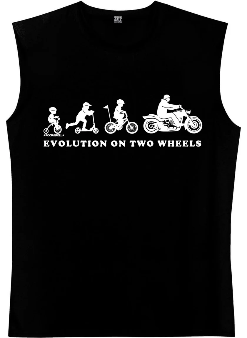 روك اند رول Two Wheel Evolution Black Cut Sleeve / Sleeveless Men's T-Shirt