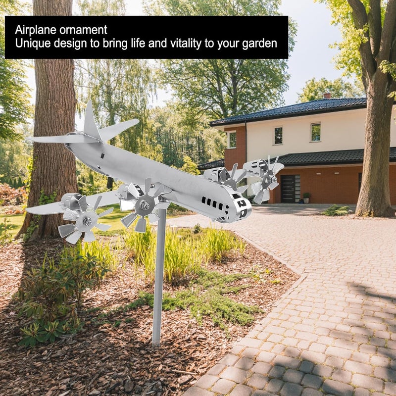Pssopp Aviation Theme Wind Spinner, Outdoor Indoor Metal Wi nd Sculpture with Smooth Rotation for Farm Patio Lawn Ornament Shopping Centers Parks Exhibitions - Image 5