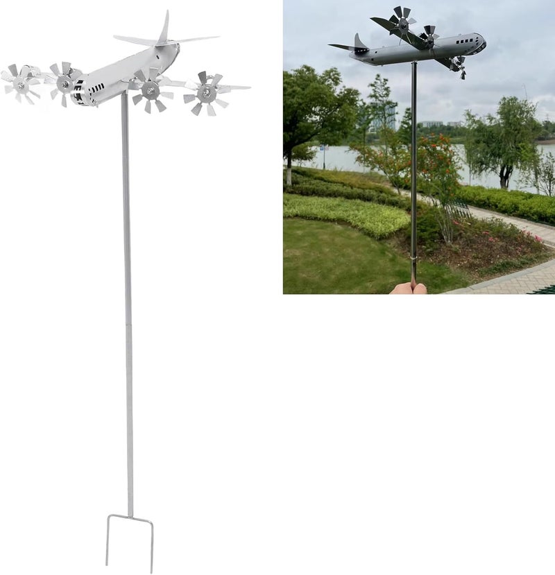 Pssopp Aviation Theme Wind Spinner, Outdoor Indoor Metal Wi nd Sculpture with Smooth Rotation for Farm Patio Lawn Ornament Shopping Centers Parks Exhibitions - Image 1