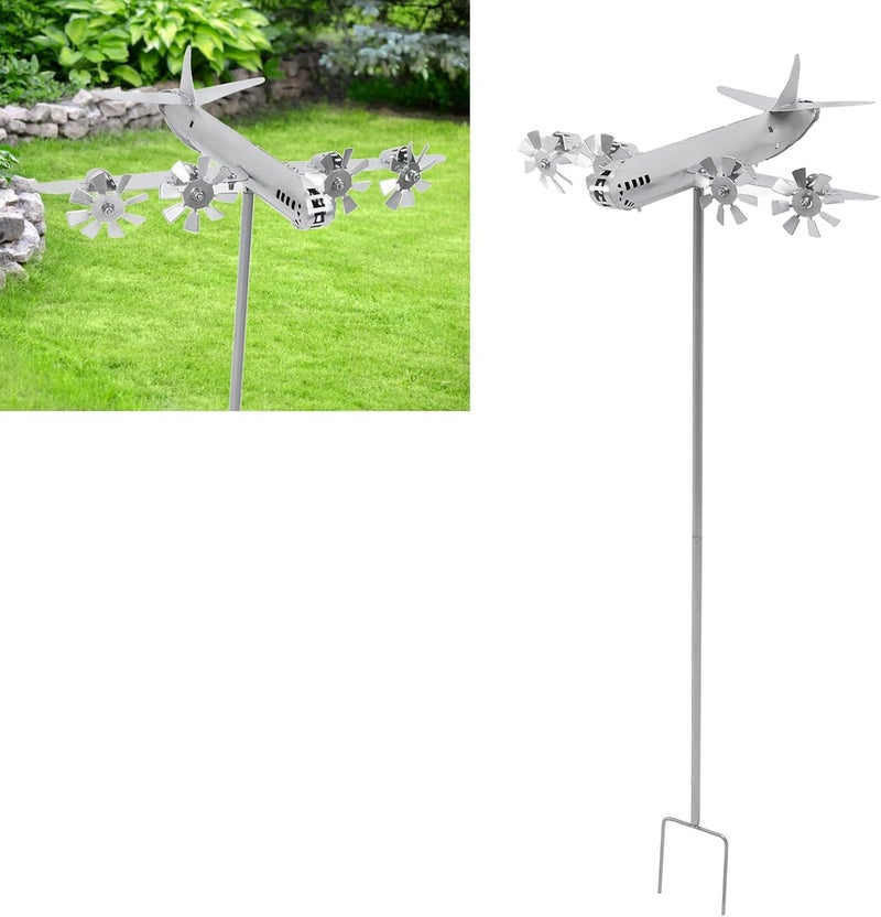 Pssopp Aviation Theme Wind Spinner, Outdoor Indoor Metal Wi nd Sculpture with Smooth Rotation for Farm Patio Lawn Ornament Shopping Centers Parks Exhibitions - Image 2