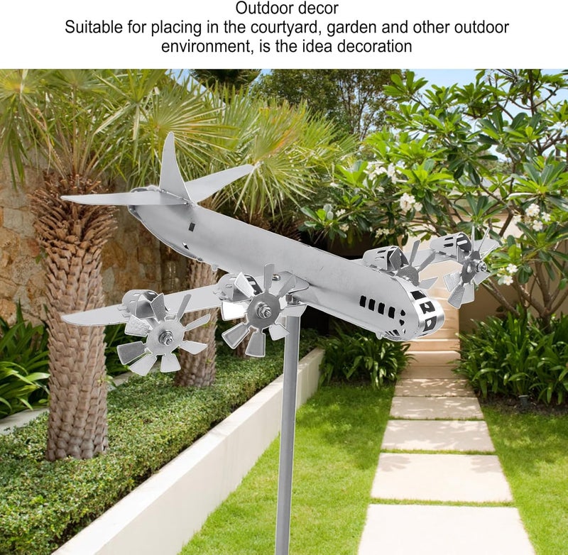 Pssopp Aviation Theme Wind Spinner, Outdoor Indoor Metal Wi nd Sculpture with Smooth Rotation for Farm Patio Lawn Ornament Shopping Centers Parks Exhibitions - Image 4