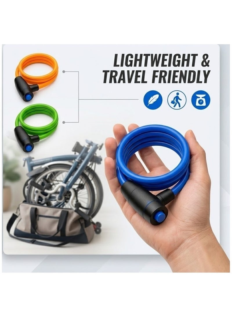 Lynacz Original Flexible Bike Cable Lock | Portable Steel Wire Security Lock for Bicycle, Motorcycle, Helmet, Luggage & Stroller | Lightweight & Durable Anti-Theft Cable Lock for Travel, Cycling & Outdoor Use | Multicolour - Image 3