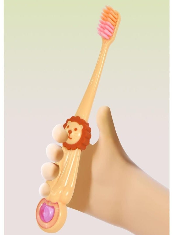 Blackzone Cute Lion Kids Toothbrush Set for Kids - Extra Microfiber Ultra Soft Bristles, Ergonomic Handle with Animal Design - Gentle Oral Care for 3-12 Years old Kids, Boys and Girls (3) - Image 3