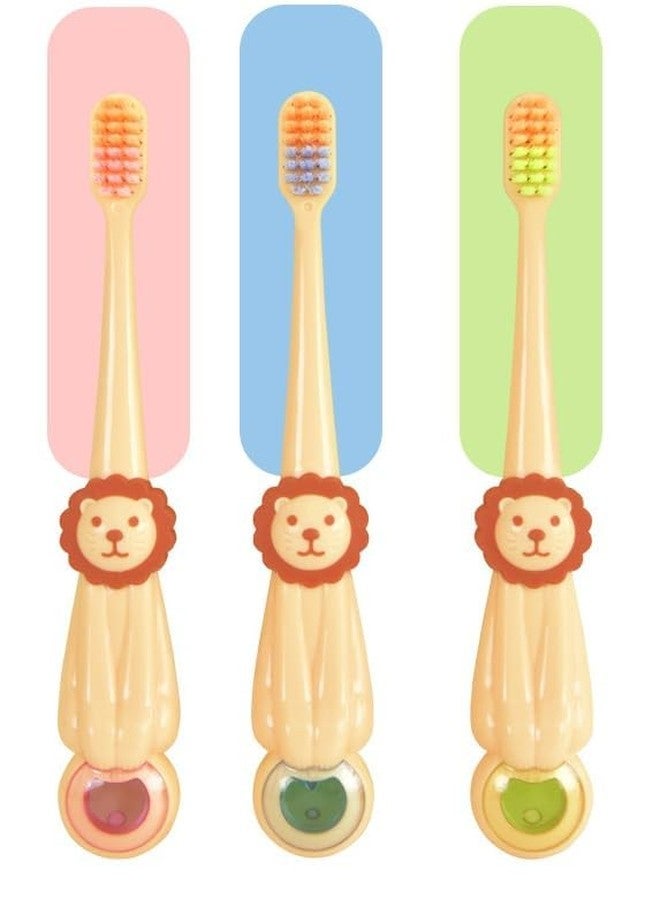 Blackzone Cute Lion Kids Toothbrush Set for Kids - Extra Microfiber Ultra Soft Bristles, Ergonomic Handle with Animal Design - Gentle Oral Care for 3-12 Years old Kids, Boys and Girls (3) - Image 1