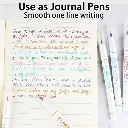 HASTAP 2 Lines Gel Pen Marker Gel Ink Roller Ball Pens - (Set Of 6) For Kids Teens Double Pend For Scribble Scrap Booking, Journal, Decor, Stationery Supplies, Ink Multicolor - Image 5