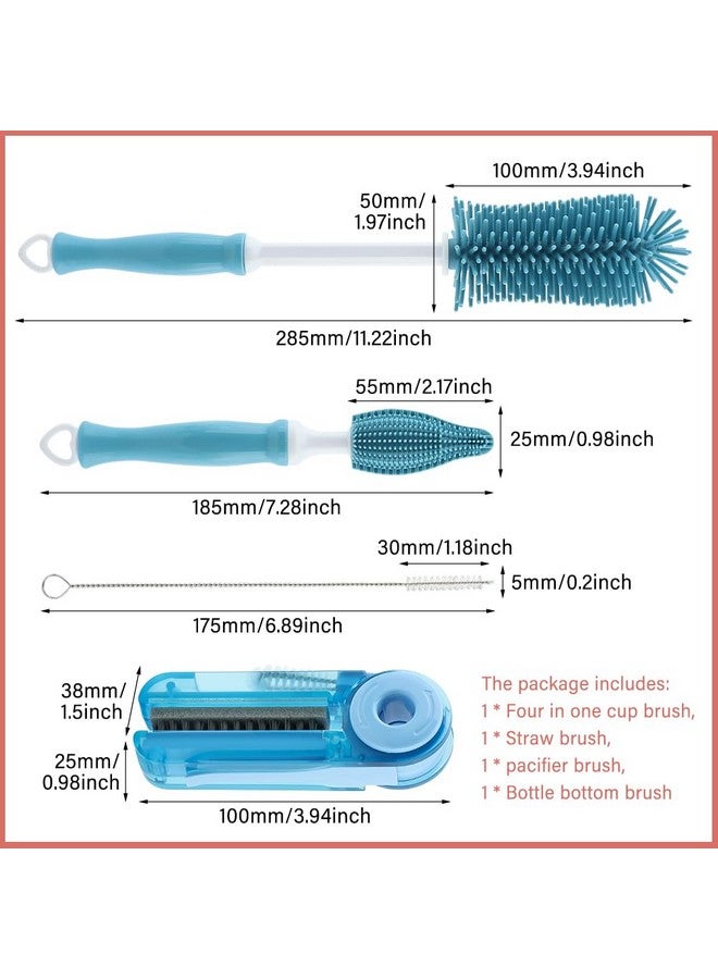 Ranjaner 4Pcs Cup Cleaning Kit with Extra Long Straw Cleaner Brush,4 in 1 Bottle Gap Cleaner, Long Handle Silicone Brush, Multipurpose Brush Cleaner Kit - Image 2