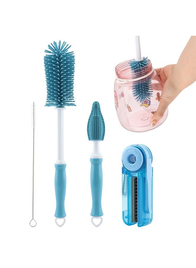 Ranjaner 4Pcs Cup Cleaning Kit with Extra Long Straw Cleaner Brush,4 in 1 Bottle Gap Cleaner, Long Handle Silicone Brush, Multipurpose Brush Cleaner Kit - Image 1