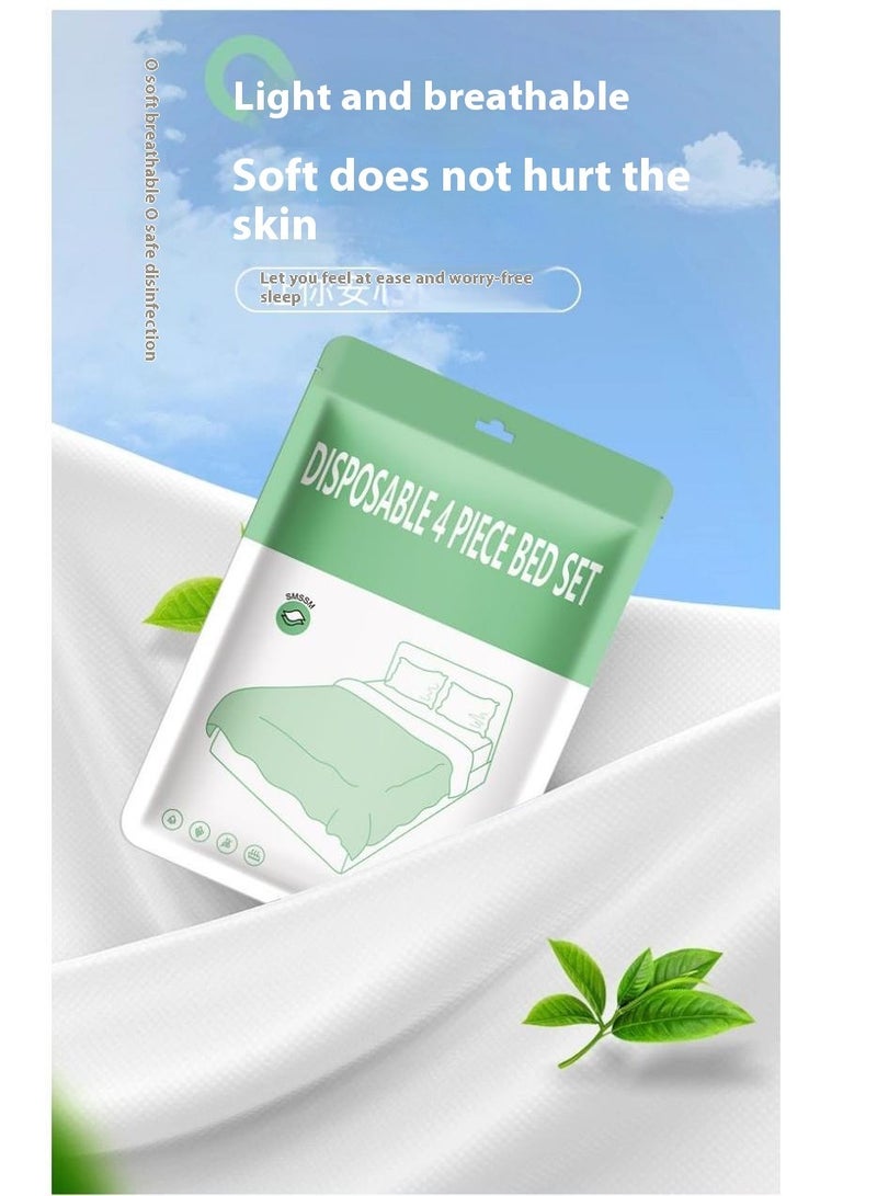 general 2-Packs Disposable Four-Piece Bed Sheets Set Travel Double Bedding Set - Image 4