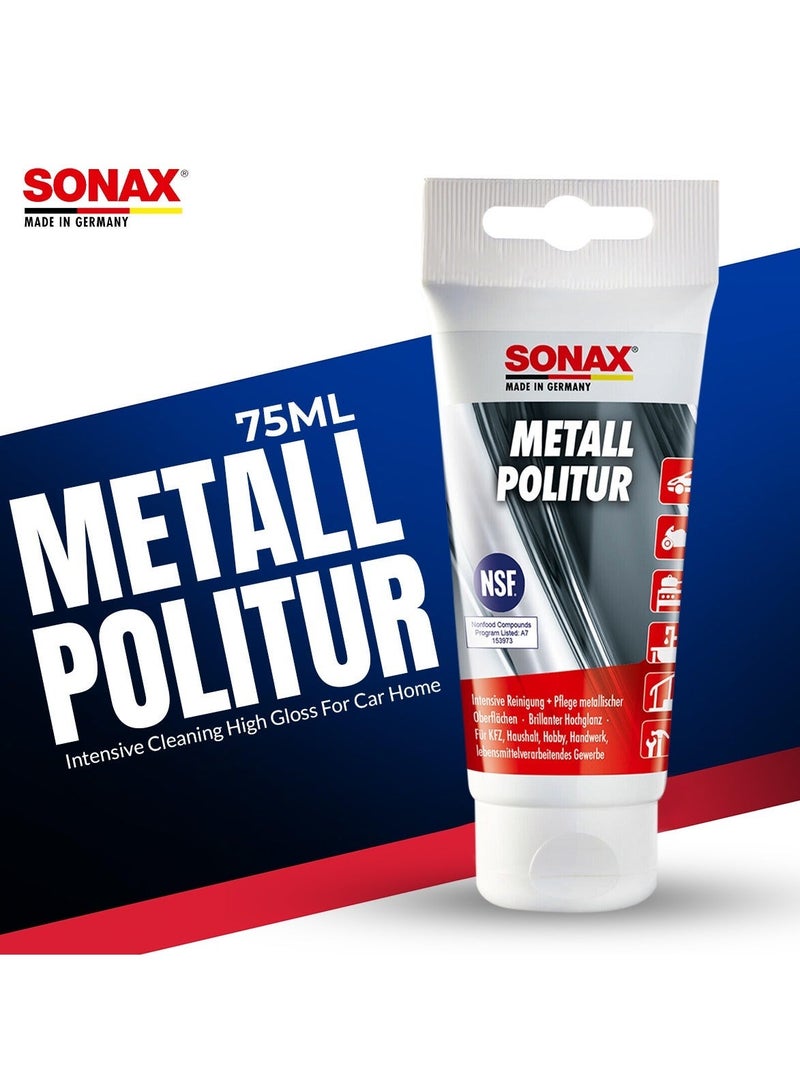 سوناكس معجون تلميع المعادن SONAX (سوناكس) سعة 75 مل - لتنظيف وتلميع واستعادة بريق وحماية الأسطح المعدنية (الكروم، الفولاذ المقاوم للصدأ، الألومنيوم، النحاس الأصفر، والنحاس الأحمر)؛ مناسب للاستخدام مع السيارات والدراجات النارية وفي المنازل والورش والمجالات الصناعية. - Image 3