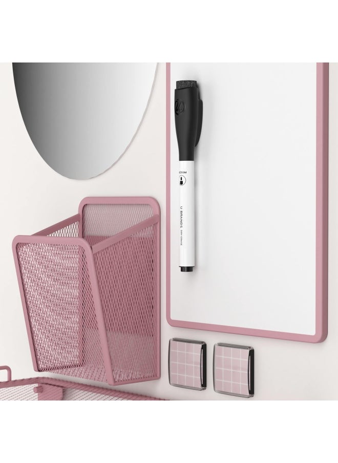 U Brands 4145U01-06 Locker Organizer And Decorating Kit Back To School Essentials Blush 11-Piece Includes Mirror Shelf Magnets And Other Accessories  - Image 2