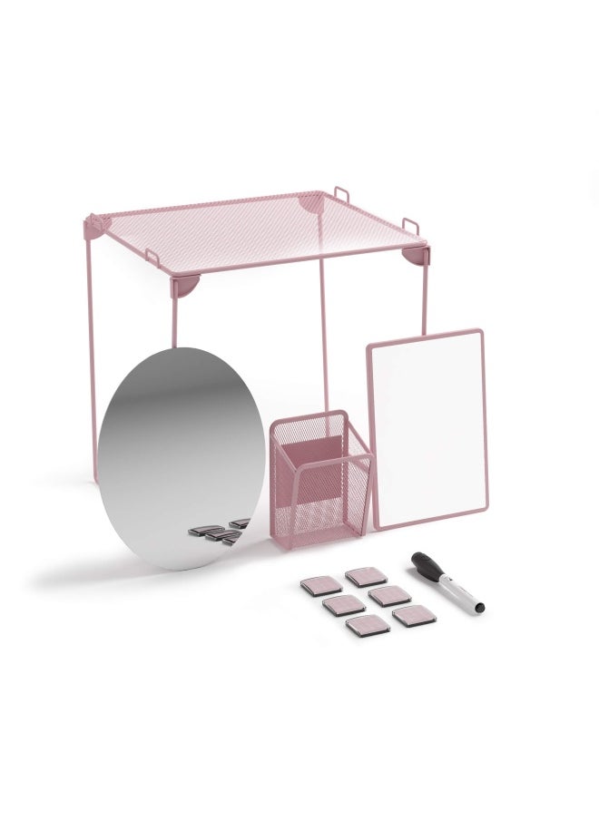U Brands 4145U01-06 Locker Organizer And Decorating Kit Back To School Essentials Blush 11-Piece Includes Mirror Shelf Magnets And Other Accessories  - Image 1