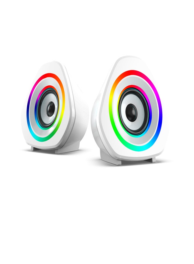 صدى مجموعة مكبرات صوت منزلية، مكبرات صوت للكمبيوتر المكتبي، مكبرات صوت سلكية للكمبيوتر المحمول بمنفذ 3.5 ملم، صندوق صوت يعمل بمنفذ USB مع إضاءة RGB جوية - Image 1