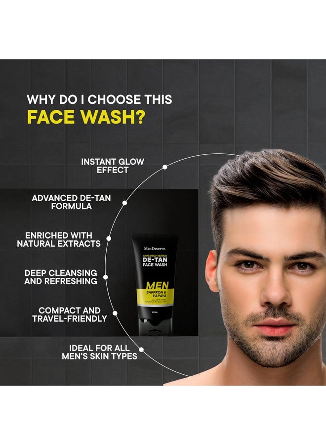 Men Deserve Skin Brightening Face Wash for Men | De-TAN Face Wash for Men with Saffron and Papaya | Sulphate and Paraben Free - Image 3