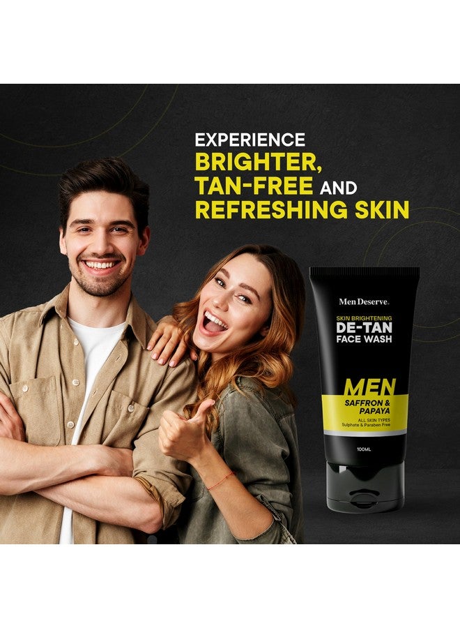 Men Deserve Skin Brightening Face Wash for Men | De-TAN Face Wash for Men with Saffron and Papaya | Sulphate and Paraben Free - Image 5