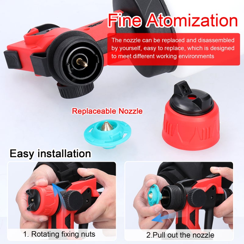 Handheld 21V Electric Sprayer Output Volumes Adjustable Spraying Machine Multifunctional Paint Painting Device High Pressure Paint Sprayer with 800ml Large Capacity - Image 2