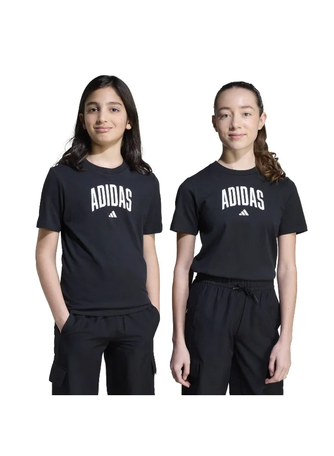 adidas تي شيرت جرافيك أسود للأطفال بأكمام قصيرة