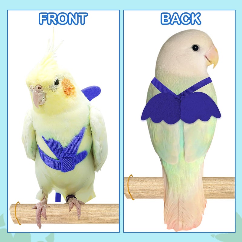 CoolShef حزام وقيد الطائر الأزرق - حزام قابل للتعديل للببغاء لطيور شوان فنغ و الشمس الصغيرة بحجم بين 10-15 سم/3.94-5.91 بوصة، مثالي للطيران والتدريب في الهواء الطلق - Image 5