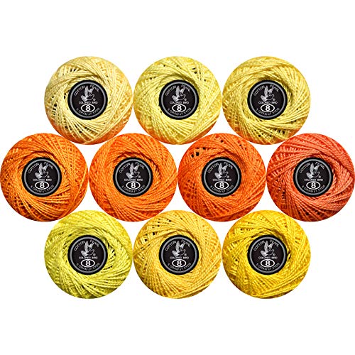 colored bird Crochet Thread 10 Balls Cardinal Size 8 for Crochet Hardanger Cross Stitch Needlepoint Hand Embroidery (Orange Series) - Image 1