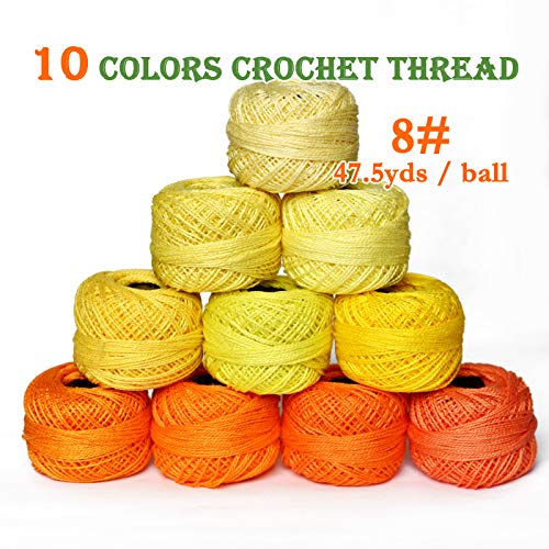 colored bird Crochet Thread 10 Balls Cardinal Size 8 for Crochet Hardanger Cross Stitch Needlepoint Hand Embroidery (Orange Series) - Image 2