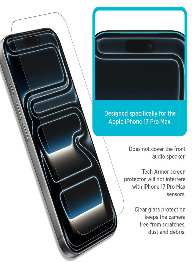 Tech Armor iPhone 17 Pro Max Screen Protector 6.9 inch - HD Clear Film, Ultimate Display Protection, Crystal Clear Clarity, Easy Installation, Premium Quality, 4 Pack - Image 4