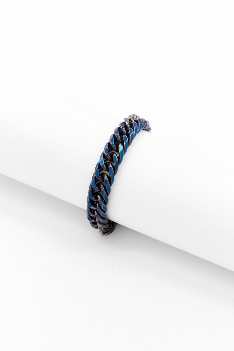 POLICE Men Stainless Steel Chain With Magnet Buckle Bracelet, Blue - Image 2