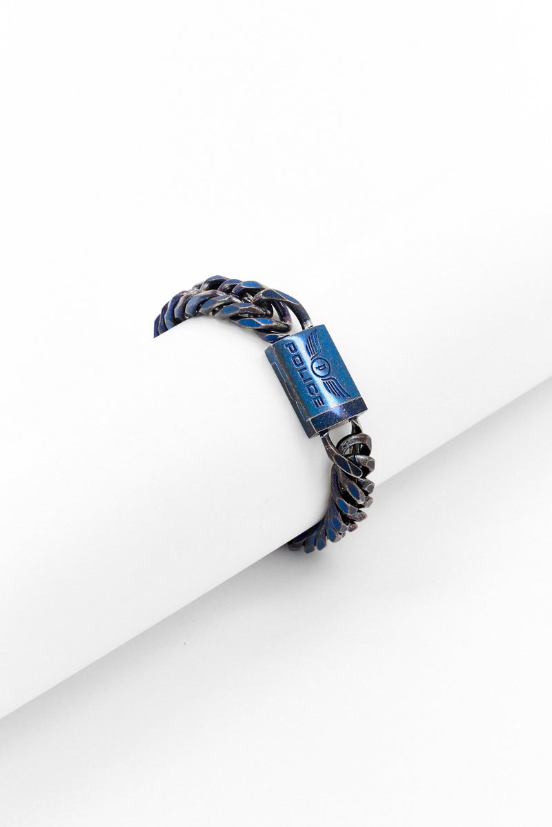 POLICE Men Stainless Steel Chain With Magnet Buckle Bracelet, Blue - Image 1