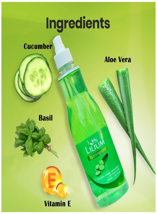 Lilium Herbal Cucumber & Rose Skin Toner For Glowing Skin, Hydrate, Nourish, Pore Tightening & Mild Exfoliation Suitable For All Skin Type, Oily, Dry, Sensitive & Normal, Women & Men, 500ml, Pack Of 2 - Image 5