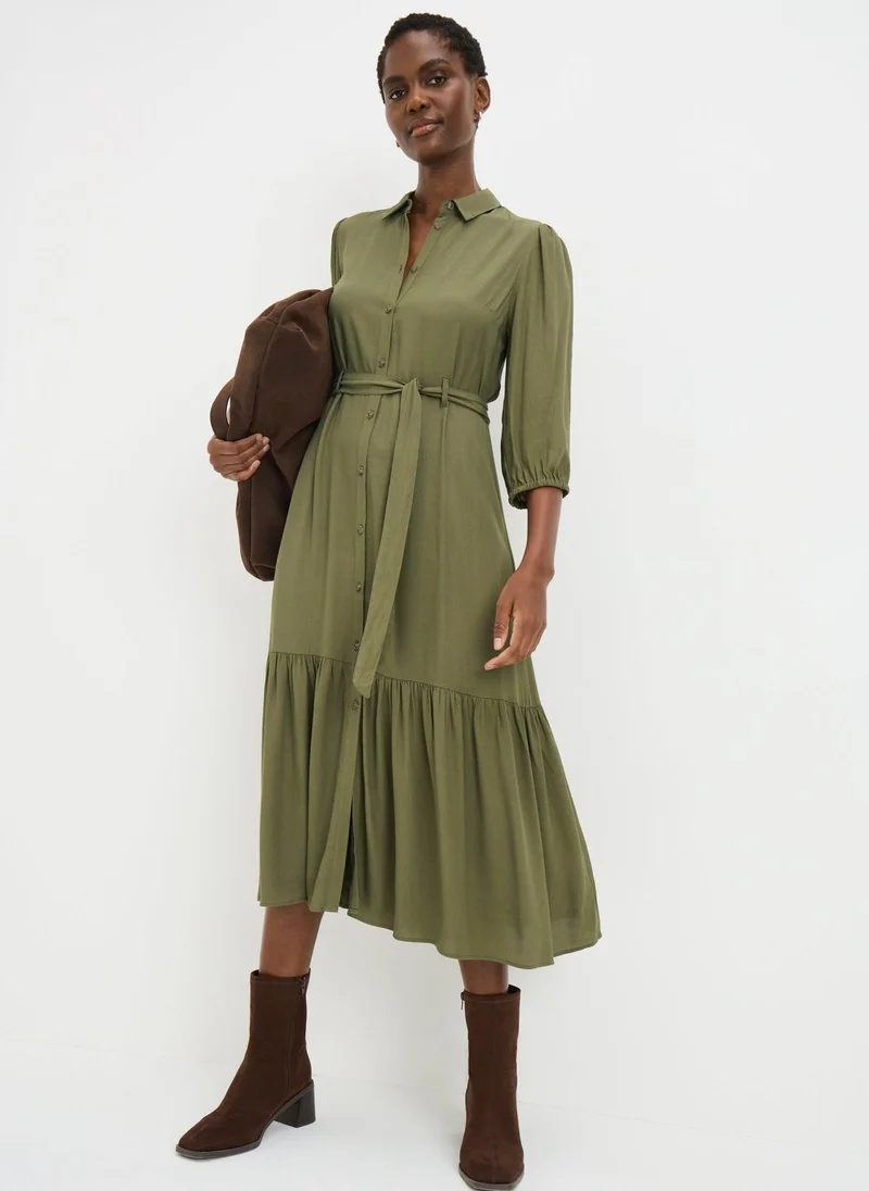 ماتلان Green Midaxi Shirt Dress