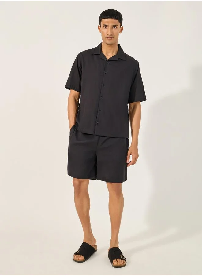 Styli Styli Solid Regular Fit Shirt and Shorts Cord-set