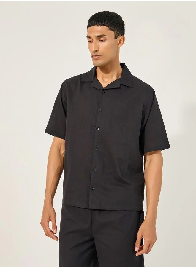 Styli Styli Solid Regular Fit Shirt and Shorts Cord-set