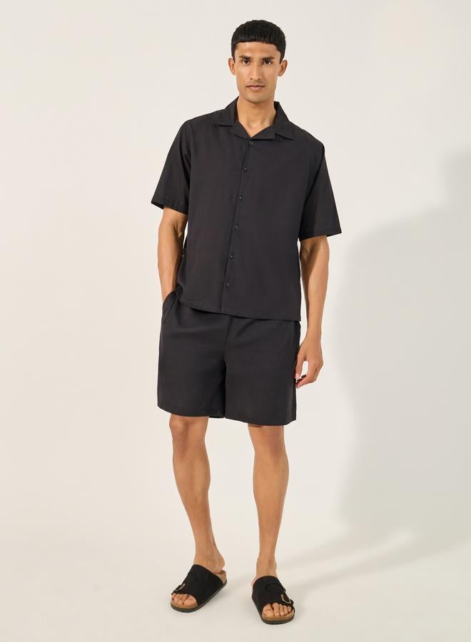 Styli Styli Solid Regular Fit Shirt and Shorts Cord-set  - Image 1