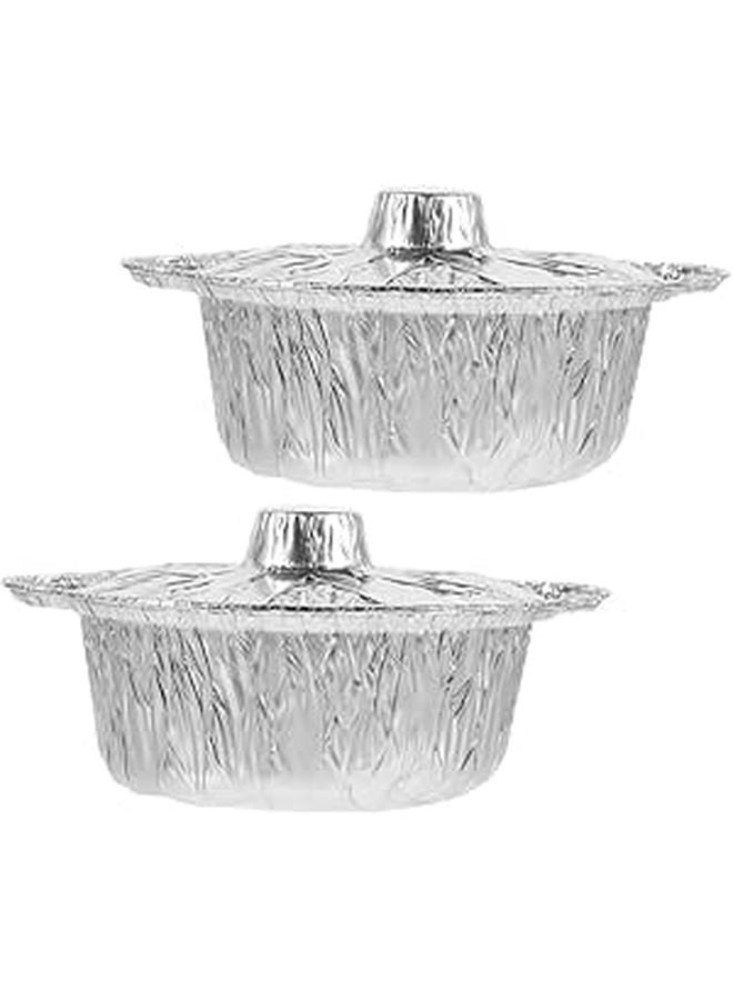2Pcs 6 Inch Aluminum Foil Pans Heat Resistant Round Tins for Baking BBQ Picnic Camping - Image 1