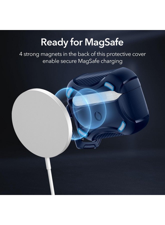 ESR ESR for AirPods Case (2021, 3rd Gen), Compatible with AirPods 3rd Generation, Compatible with MagSafe, Powerful Drop Protection, Magnetic Lid, Cyber Series, Navy Blue  - Image 3