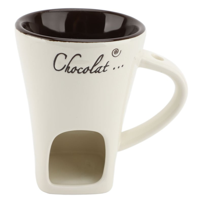 Chocolate Melting Fondue Mug Ceramic Butter Warmer Pot Chocolate Melting Supplies with Fork for Kitchen White - Image 2