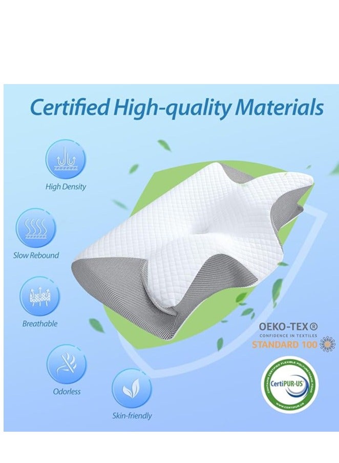 MIXSNOW وسادة رغاوي الذاكرة، وسادة دعم الرقبة في 1 للنوم، وسادة السرير المريحة لسنامات معدة الظهر الجانبية (رمادية) - Image 3