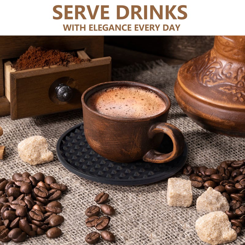 Coga Drink Coasters Set of 6 with Holder, Silicone Coasters Tabletop Protection for Any Table Type, Wood, Stone Tables, Dishwasher Safe, Coasters for Drinks Fits Any Size of Drinking Glasses (Black) - Image 5