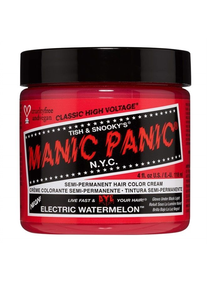 Manic Panic Electric Watermelon Pink Hair Dye - Classic High Voltage - Semi-Permanent Hair Color - Neon Pink Shade - Glows Under Black Lights - Vegan, PPD & Ammonia-Free - For Coloring Hair - Image 1